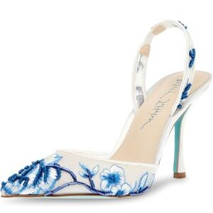 New Betsey Johnson Womens Patch Slingback Heels